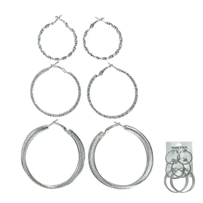 Argolla 3 Pares Plateado Z 4-5-6 -2