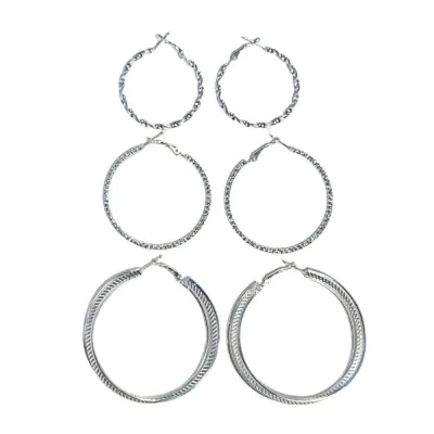 Argolla 3 Pares Plateado Z 4-5-6 -2