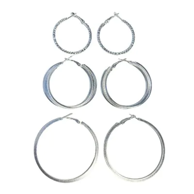 Argolla 3 Pares Plateado Z 4-5-6 -6