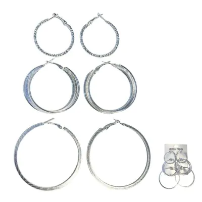 Argolla 3 Pares Plateado Z 4-5-6 -6