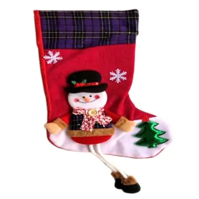 Medias Navidad Grande 38cm - Muneco Nieve Piernas Soga