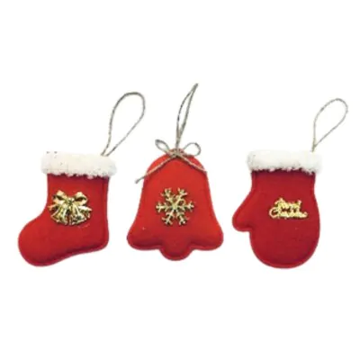 Colgante Navidad Rojo Aplique Dorado Surtido X12