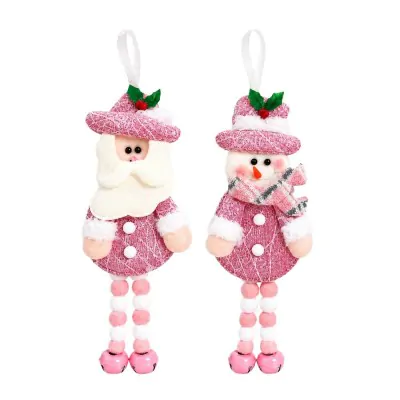 Colgante Navidad 28cm Piernas Campana Rosa X6