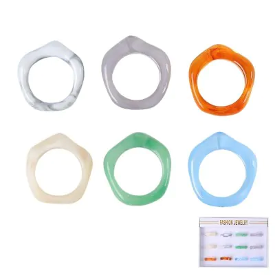 Anillo Acrilico Marmolado Fino X12