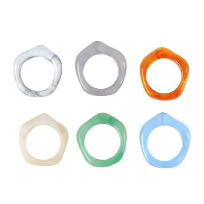 Anillo Acrilico Marmolado Fino X12