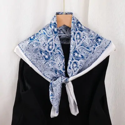 Panuelo Saten 70cm - Paisley Marino