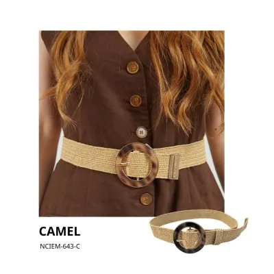 Cinturon Simil Rafia Estirable Animal Print Camel