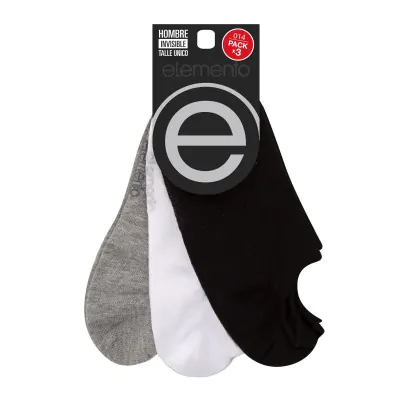 Medias Invisible Alta Pack X3 Hombre Surtido Liso Unico Elemento X4