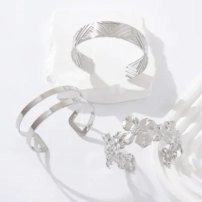 Pulsera Brazalete Simple A Plateado X6