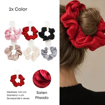 Scrunchies Plisado Saten X12