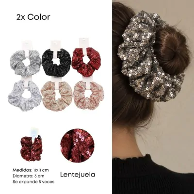 Scrunchies Lentejuelas X12