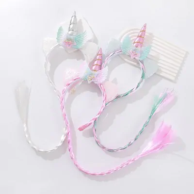 Vincha Infantil Trenza Unicornio X6