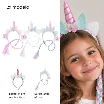 Vincha Infantil Trenza Unicornio X6