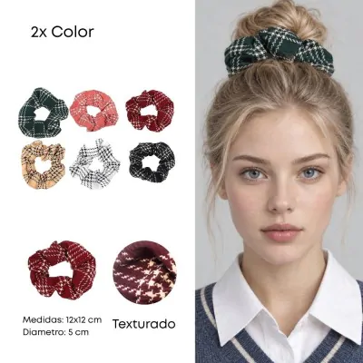 Scrunchies Estampado Cuadrille X12