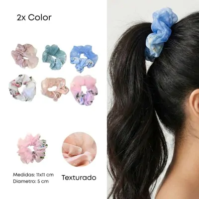 Scrunchies Combinado Gasa Floral X12