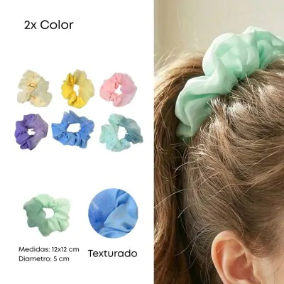 Scrunchies Combinado Gasa Simple X12