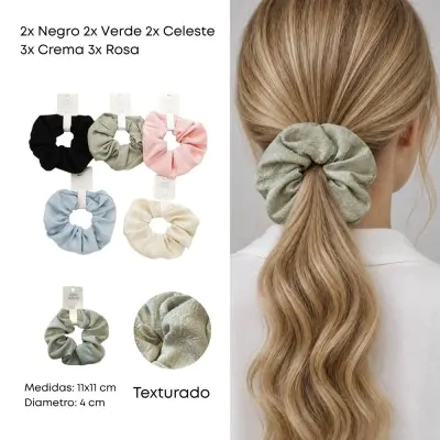 Scrunchies Textura Flores X12