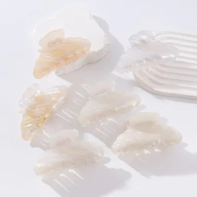Broche Plastico Resina 8cm Blanco X6