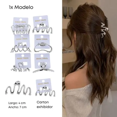 Broche Borde Metal Grande Plateado X6