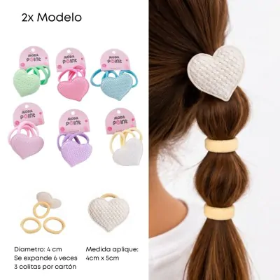 Colita Engomada Trama Corazon X12