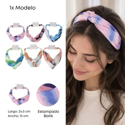 Vincha Elastica Cruzada Estampa Batik X6