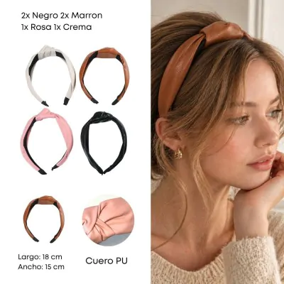 Vincha Rigida Nudo Pu Liso X6