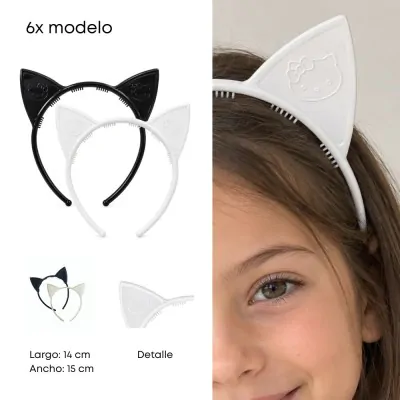 Vincha Gatito Kitty Cm Bla Y Neg