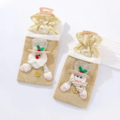 Funda Botella Navidad Bordada Dorado Glitter X6