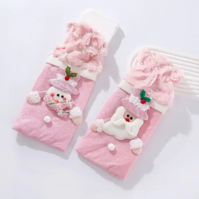 Funda Botella Navidad Bordada Rosa Peluche X6