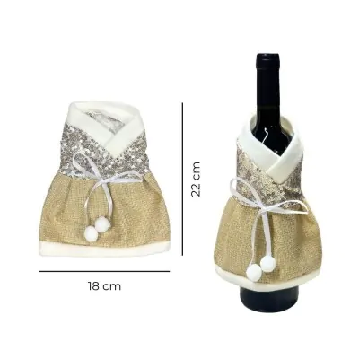 Funda Botella Navidad Vestido Dorado X6