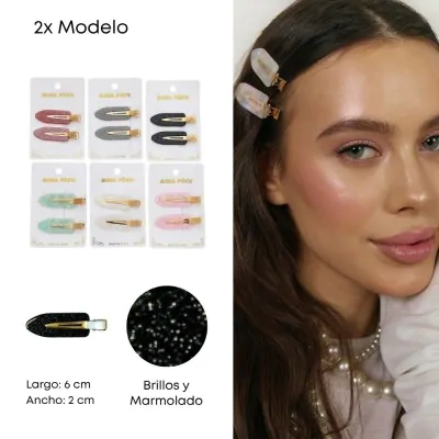 Set Pico Hebilla Glitter + Nacar X12