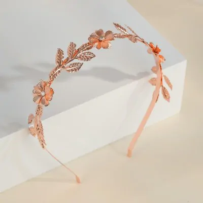 Vincha Delicada Metalica Flores Con Perlas X6