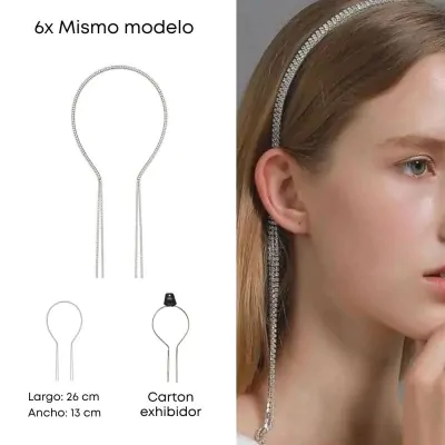 Vincha Metal Colgante Stras X6