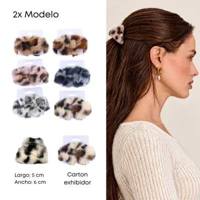 Broche Triangular Felpuda Animal Print 4cm X12