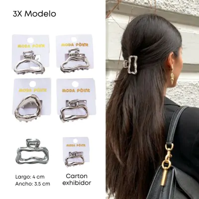 Broche Metal Formas Abstractas 4.5cm Plateado X12