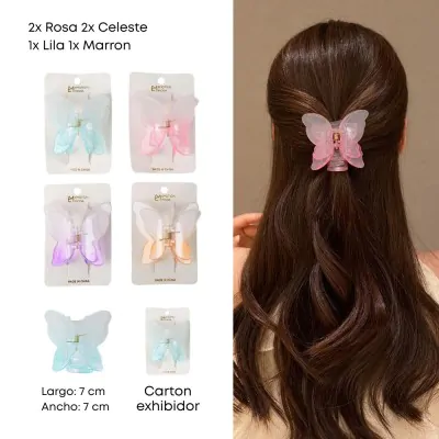 Broche Mariposa Degrade Doble 6cm Blanco X6
