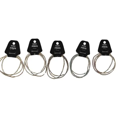 Pulsera Stras Fina Set X3 Color Plateado X12