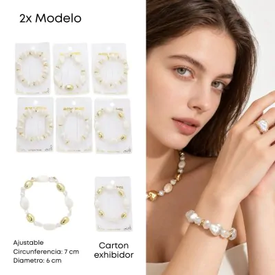 Pulsera Elastica Perlas Cristal X12