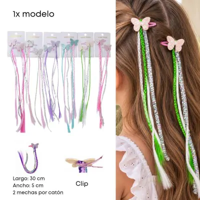 Hebilla Trenzas + Lentejuela X6
