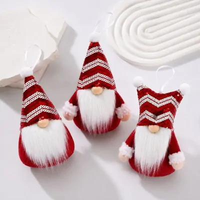 Colgante Navidad Duendes 3d Rojo Lentejuela X6