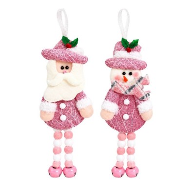 Colgante Navidad 28cm Piernas Campana Rosa X6