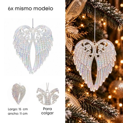 Colgante Navidad Rigido Alas Holografico X6