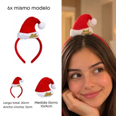 Vincha Navidad Gorro Papa Noel X6