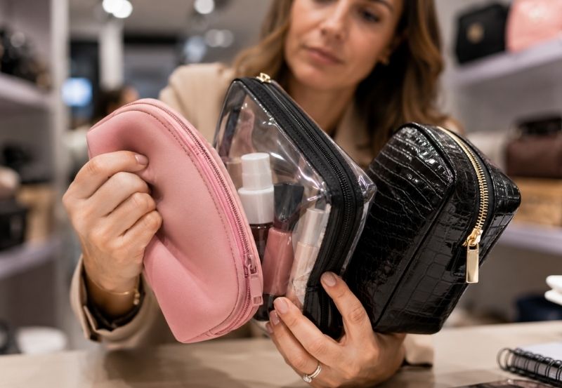 Portacosméticos por mayor: detalle de modelos en neoprene y PVC