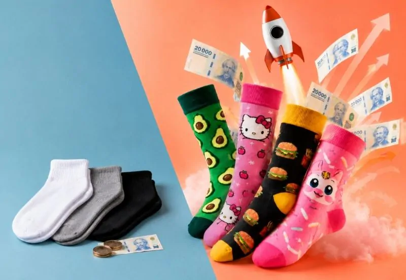 docena de medias animadas de colores variados para reventa mayorista