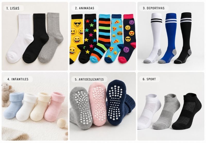 docenas de medias de colores en Once