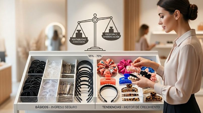 distribución 60-40 básicos y tendencia en surtido de accesorios